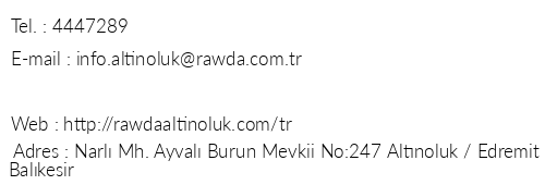 Rawda Resort telefon numaralar, faks, e-mail, posta adresi ve iletiim bilgileri